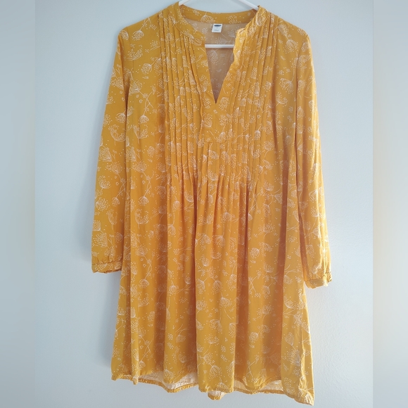 Old Navy Women's Medium Yellow White Floral Short Sleeve Long Sleeve Mini Dress - Picture 1 of 9